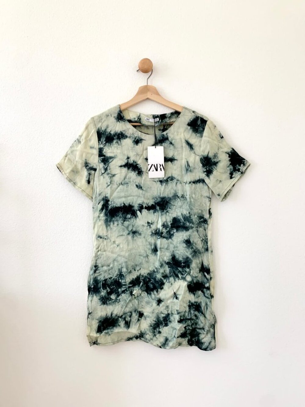 Zara Batik Tie Dye Short Sleeves Crew neck Mini Dress US XSmall